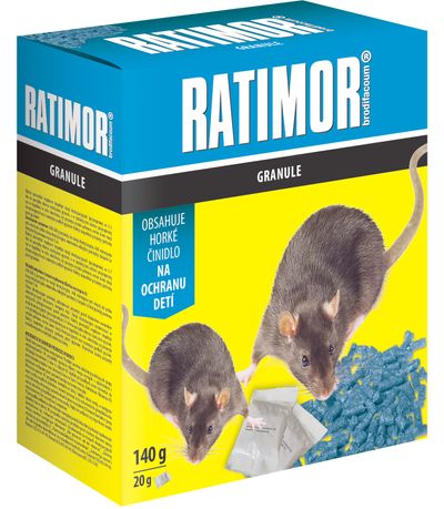 Ragcsaloirto RATIMOR Brodifacoum pellets, 140 g, egerekhez es patkanyokhoz, granulatum